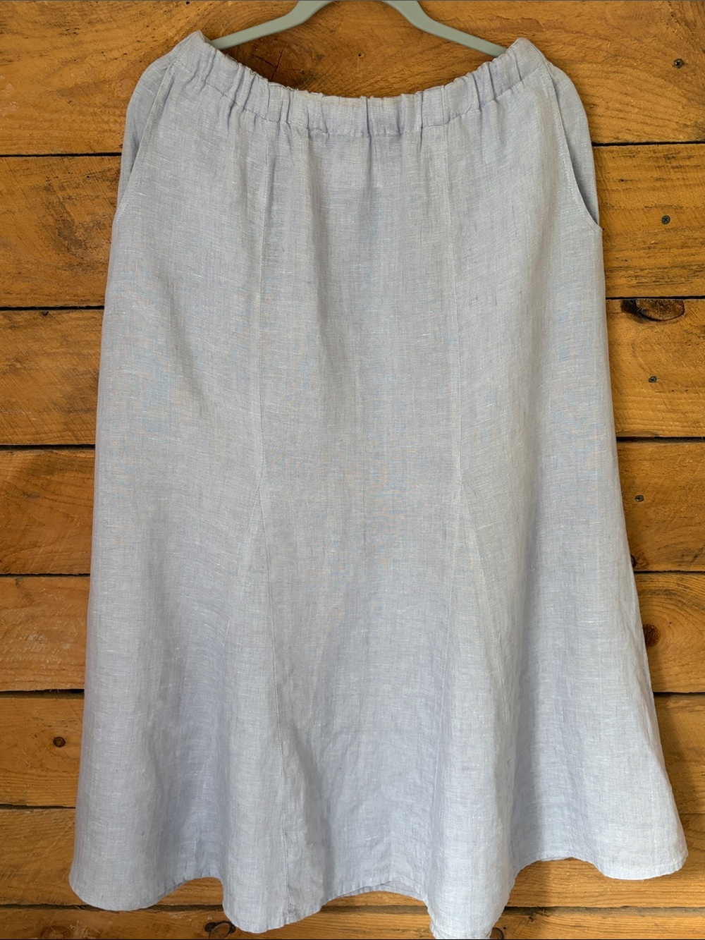 Flax Light Gray Linen A-Line Skirt